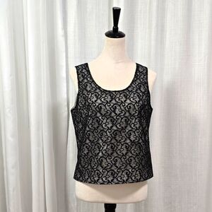 2/$30 Harve Bernard Womens Black Lace Top‎ with White Lining Sz 10 Career Office